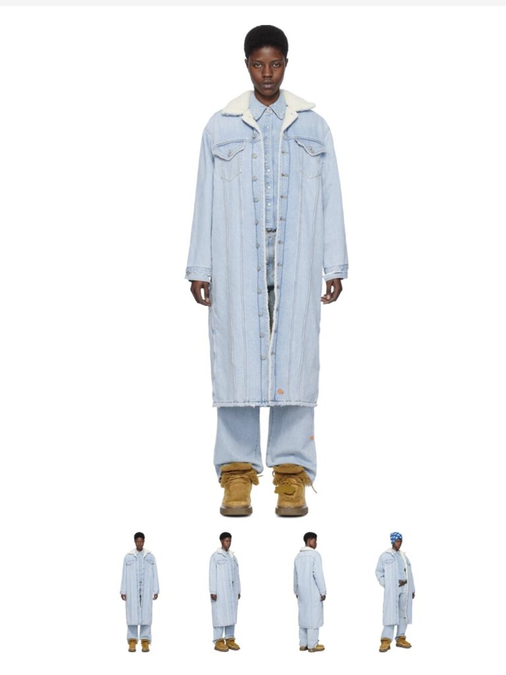 NWT Levi x ERL collab, Denim Coat, Long, Sherpa lining